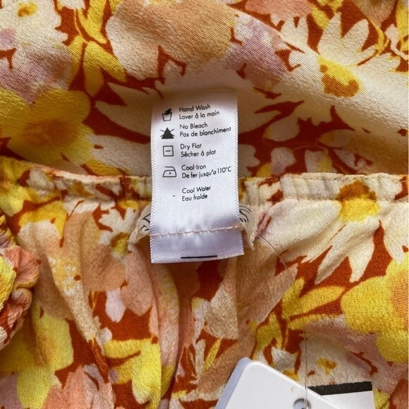 NWT L*Space Cassidy Long Sleeve Flowy Peasant Dress Yellow Floral Small NEW - Picture 11 of 12